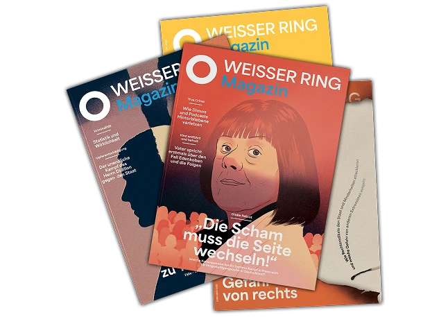Vier Hefte vom WEISSER RING Magazin