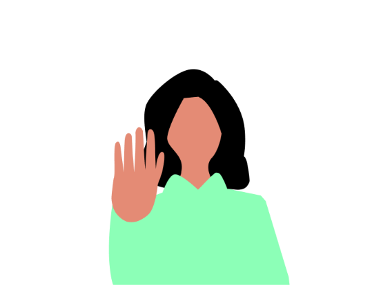 Illustration einer Frau die die Hand hochhält zum Thema Sexuelle Belästigung